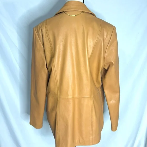 Vintage St. John Sport By Marie Gray 100% Leather Jacket Camel Brown - Picture 5 of 7